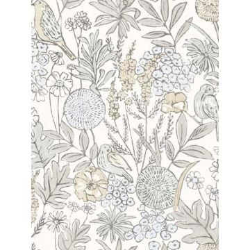 Goldfinch Birds and Blooms Neutral Wallpaper
