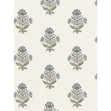 Hollyhock Floral Crest Aqua Wallpaper