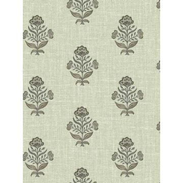 Hollyhock Floral Crest Green Wallpaper