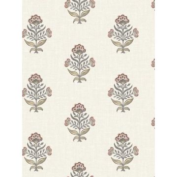 Hollyhock Floral Crest Rust Wallpaper