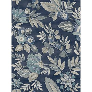 Begonia Floral Trail Indigo Wallpaper