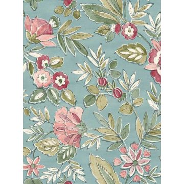 Begonia Floral Trail Teal Wallpaper
