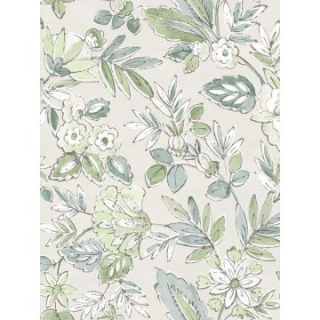 Begonia Floral Trail Sea Green Wallpaper