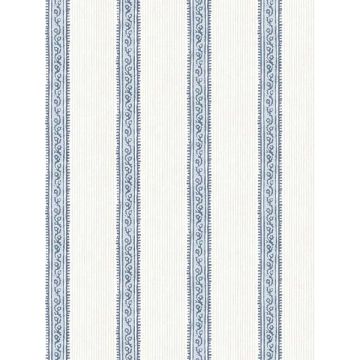 Mandevilla Vine Stripe Blue Wallpaper