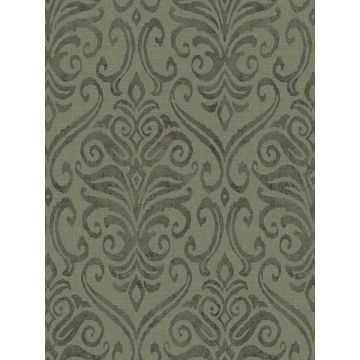 Adavu Damask Dark Green Wallpaper
