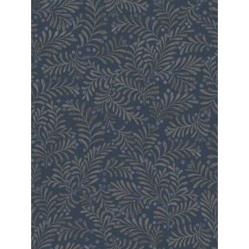 Chrysantha Berry Branches Navy Wallpaper