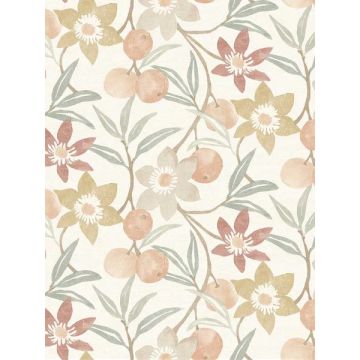 Passiflora Fruit and Floral Peach Wallpaper