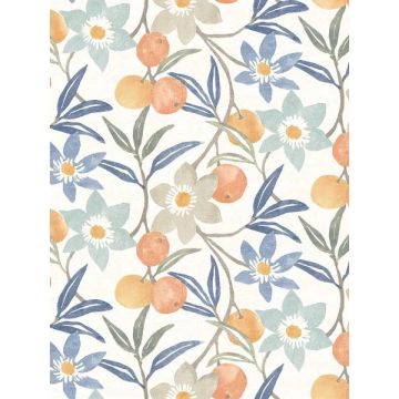 Passiflora Fruit and Floral Blue Wallpaper