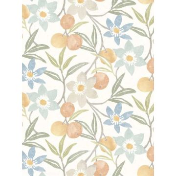 Passiflora Fruit and Floral Apricot Wallpaper