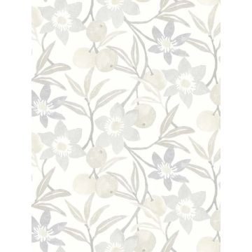 Passiflora Fruit and Floral Grey Wallpaper