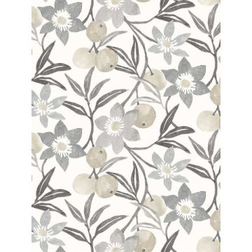 Passiflora Fruit and Floral Charcoal Wallpaper