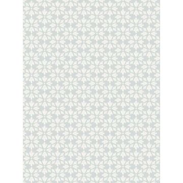Phlox Floral Stamp Light Blue Wallpaper