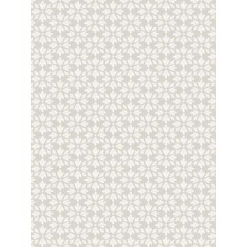 Phlox Floral Stamp Grey Wallpaper