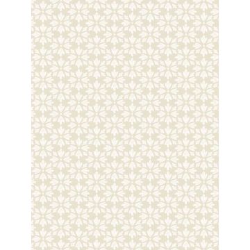 Phlox Floral Stamp Khaki Wallpaper