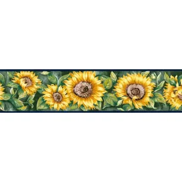 Sunflower and Foliage Wallpaper Border