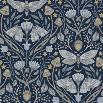 Mystic Moth Navy Wallpaper
