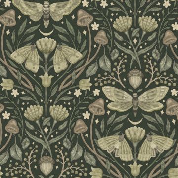 Mystic Moth Dark Green Wallpaper