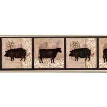 French Cow and Pig Wallpaper Border