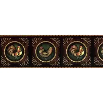 Black Framed Rooster Wallpaper Border EX80968