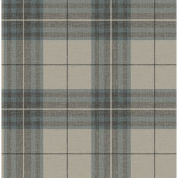 Cabin Check Teal Wallpaper