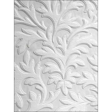 High Leaf Paintable Textured Vinyl White Wallpaper