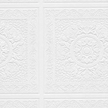 Relief Print Panels Paintable Wallpaper White Norwall Wallcovering 48931