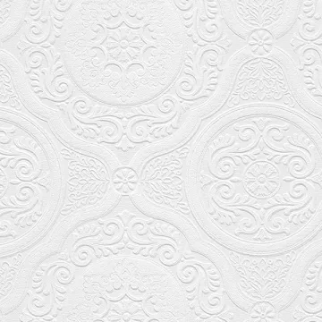 Jacobean Tile Paintable Wallpaper White Norwall Wallcovering 48932