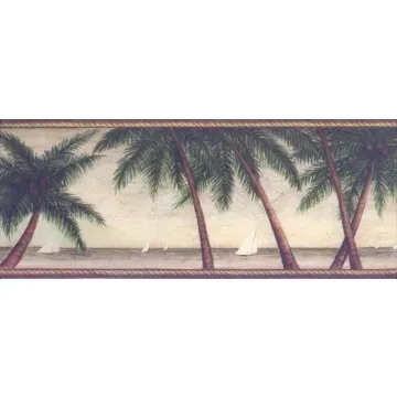 Country House Palm Tree Wallpaper Border