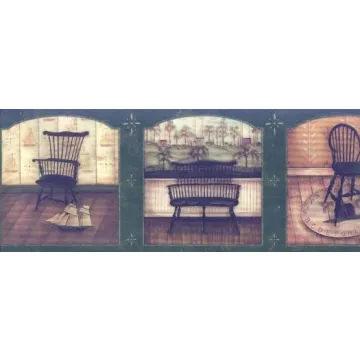 Folk Art Woodwork Wallpaper Border Green - Imperial