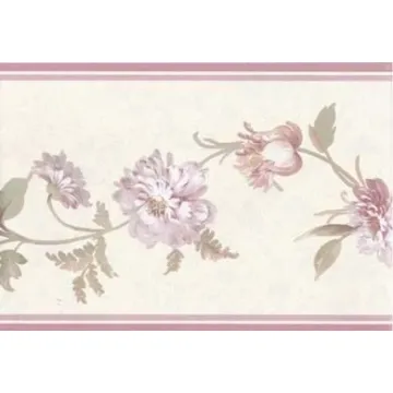 Pink Flower Floral Vine Textured Wallpaper Border - Sunworthy