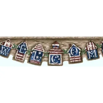Green Americana Welcome Wallpaper Border