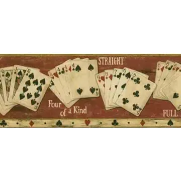 Poker Hands Faux Wood Wallpaper Border