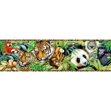 Jungle Safari Animals Wallpaper Border - Village