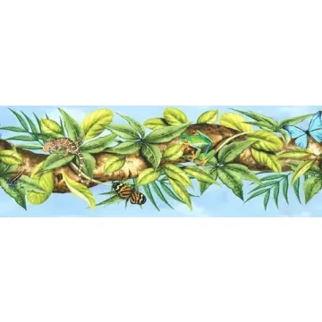 Jungle Tree With Lizards, Frogs & Butterflies Wallpaper Border - Village
