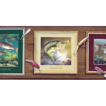 Framed Fish & Lures Wallpaper Border - Village Wallcoverings