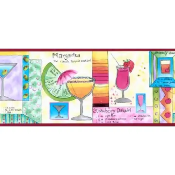 Mixed Drink Recipe Wallpaper Border