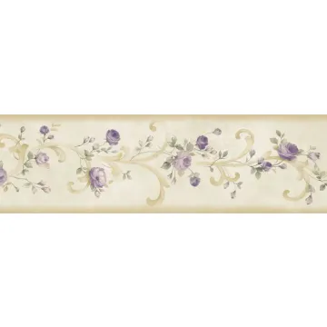 Betty Cream Tearose Acanthus Trail Wallpaper Border Chesapeake BBC77915B