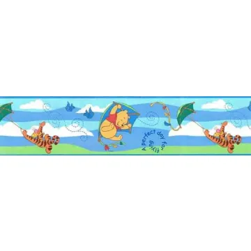 Disney Winnie the Pooh Kite Wallpaper with Tigger and Birds Border