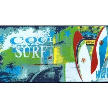 Cool Surf Beach Wallpaper Border - Norwall Home Trends