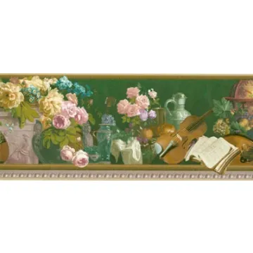 Elegant Roses and Violin Wallpaper Border 79085B