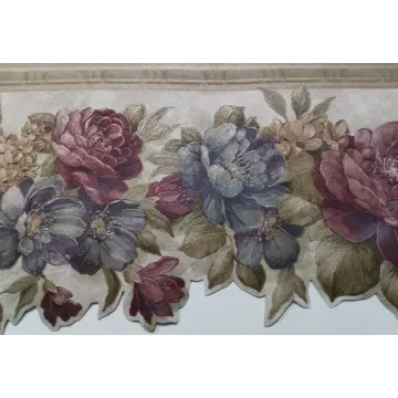 Mixed Flowers Textured Wallpaper Border - Brewster