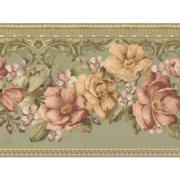 Green Floral Wallpaper Border