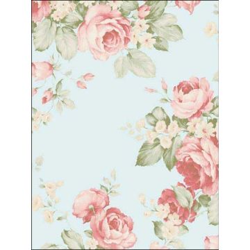 Grand Floral Blue Pink Red Green Wallpaper