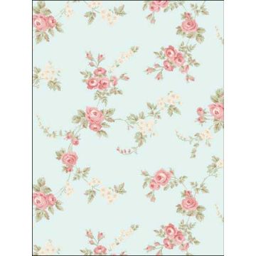 Chic Rose Turquoise Rose Red Green Wallpaper