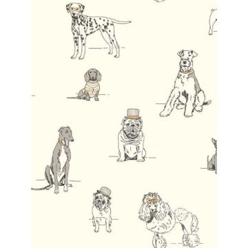 Dogs Life Silver and Gold Metallic Wallpaper