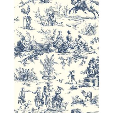 Seasons Toile Navy Wallpaper