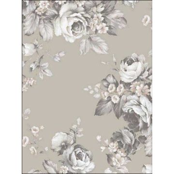Grand Floral Black Ebony Plum Pink Wallpaper