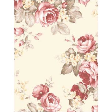 Grand Floral Red Cream Brown Wallpaper