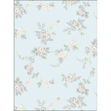 Chic Rose Turquoise Grey Yellow Wallpaper