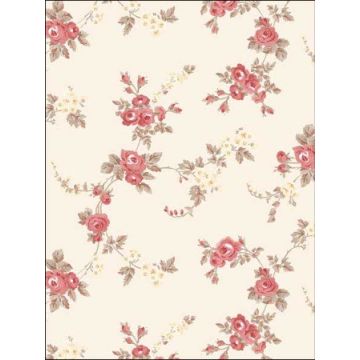 Chic Rose Red Cream Brown Wallpaper